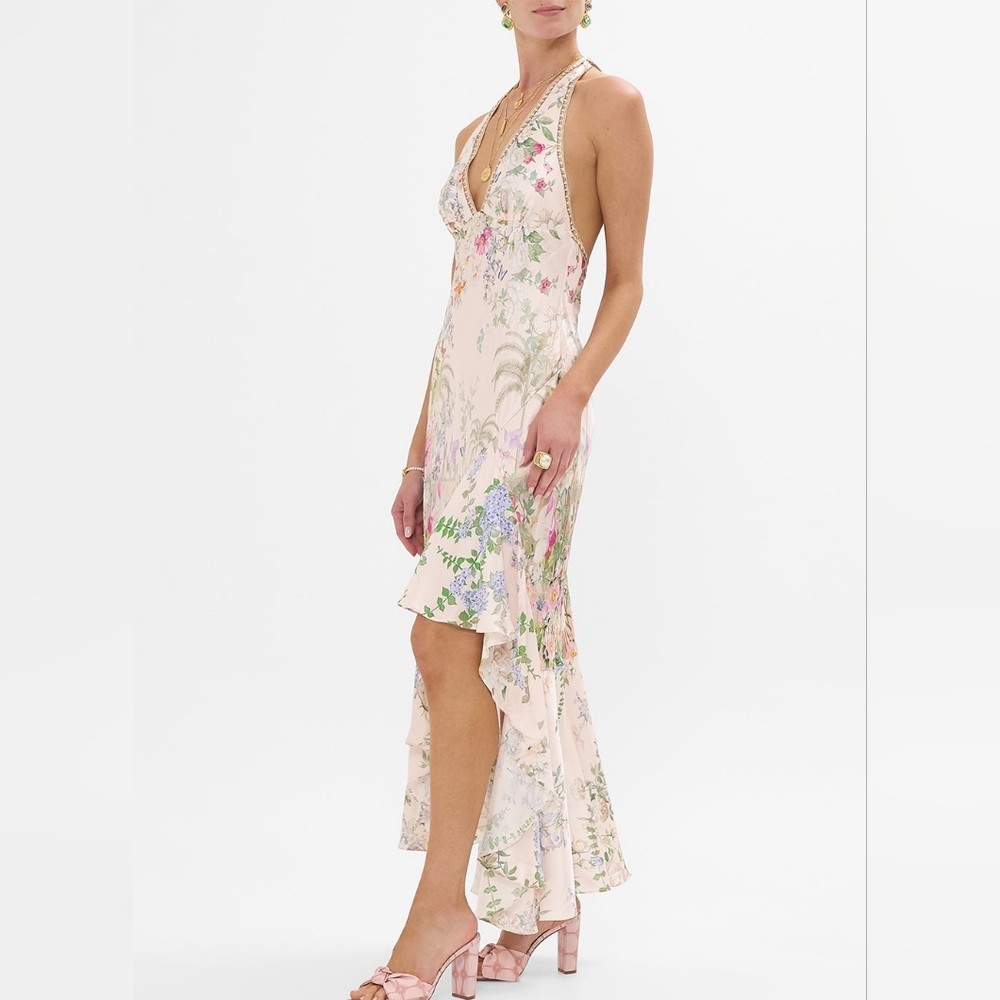Camilla bias halter dress with ruffle hem - Picture 2 of 13